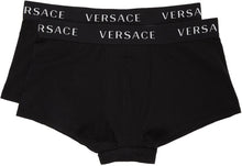 Versace Underwear Two-Pack Black Logo Band Boxer Briefs - Versace Sous-vêtements Deux Band Boîte à logo noir - 베르사체 속옷 2 팩 블랙 로고 밴드 복서 팬티