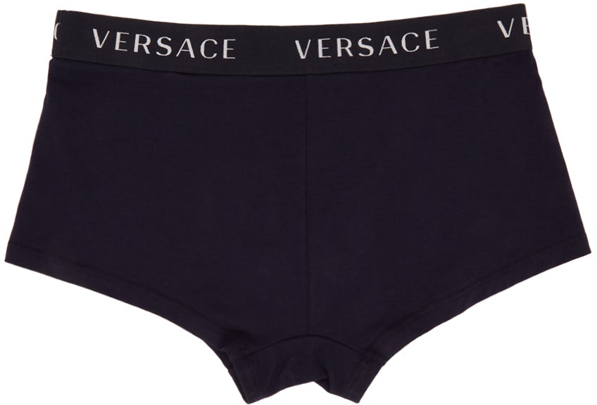 Versace Underwear Two-Pack Navy Logo Band Boxer Briefs