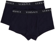 Versace Underwear Two-Pack Navy Logo Band Boxer Briefs - Versace Sous-vêtements Deux Pack Navy Logo Band Boxer Boxer - 베르사체 속옷 2 팩 네이비 로고 밴드 복서 팬티