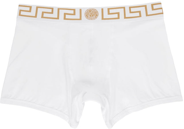 Versace Underwear Two-Pack White Greca Border Boxer Briefs - Sous-vêtements Versace Sous-vêtements Two-Pack blanc Broading Boxer Boxer Boxer - 베르사체 속옷 2 팩 화이트 그레 카 테두리 복서 팬티