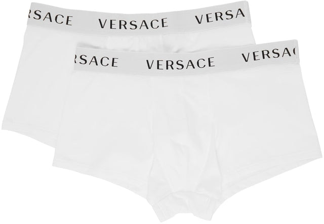 Versace Underwear Two-Pack White Logo Band Boxer Briefs - Versace Sous-vêtements Two-Pack White Logo Band Boxer Boxer - 베르사체 속옷 두 팩 화이트 로고 밴드 복서 팬티