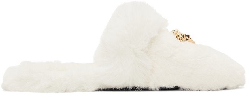 Versace cheap fur slippers