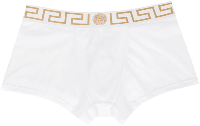 Versace Underwear White Greca Border Boxer Briefs - Sous-vêtements Versace Sous-vêtements Boxer frontales de Greca blanc - 베르사체 속옷 화이트 그레 카 테두리 복서 팬티