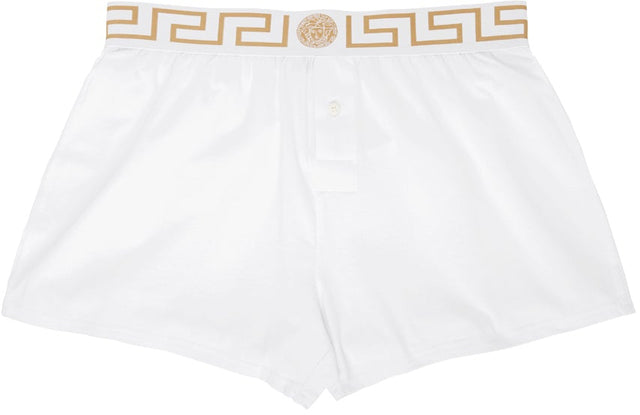 Versace Underwear White Greca Border Boxers - Sous-vêtements Versace Boxers frontaliers blancs blancs - 베르사체 속옷 화이트 그레 카 테두리 권투 선수