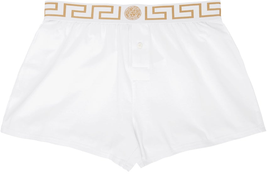 Versace Underwear White Greca Border Boxers - Sous-vêtements Versace Boxers frontaliers blancs blancs - 베르사체 속옷 화이트 그레 카 테두리 권투 선수