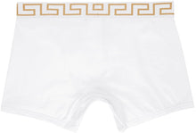 Versace Underwear White Greca Border Long Boxer Briefs