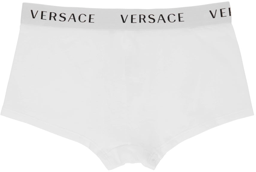 Versace Underwear White Logo Band Boxer Briefs