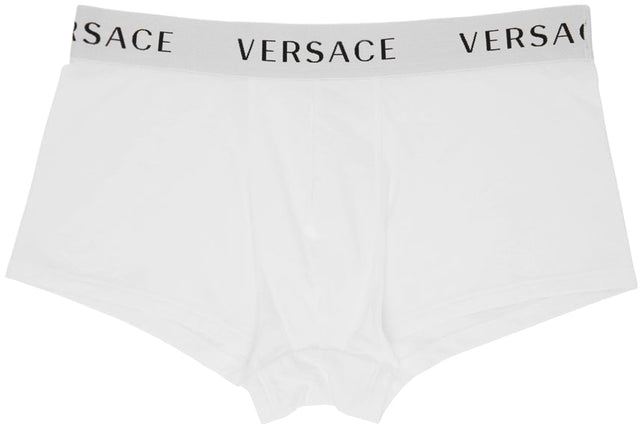 Versace Underwear White Logo Band Boxer Briefs - Versace Sous-vêtements Blanc Logo Band Boîte Boxer Boxer - 베르사체 속옷 화이트 로고 밴드 복서 팬티