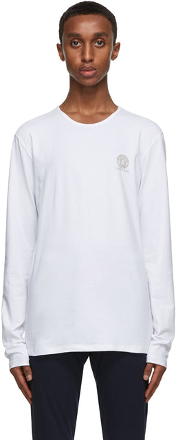Versace Underwear White Medusa Long Sleeve T-Shirt - T-shirt à manches longues blanches de sous-vêtements Versace Sous-vêtements - 베르사체 속옷 화이트 메두사 긴 소매 티셔츠
