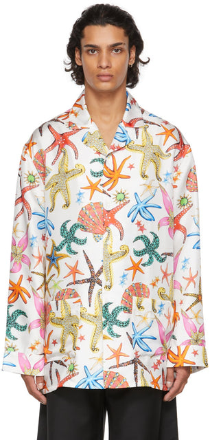 Versace Underwear White TrÃ©sor De La Mer Pyjama Shirt - Versace Sous-vêtements blanc TRÉOR DE LA MER Chemise Pajama - 베르사체 속옷 화이트 TRÃ © Sor de La Mer 파자마 셔츠