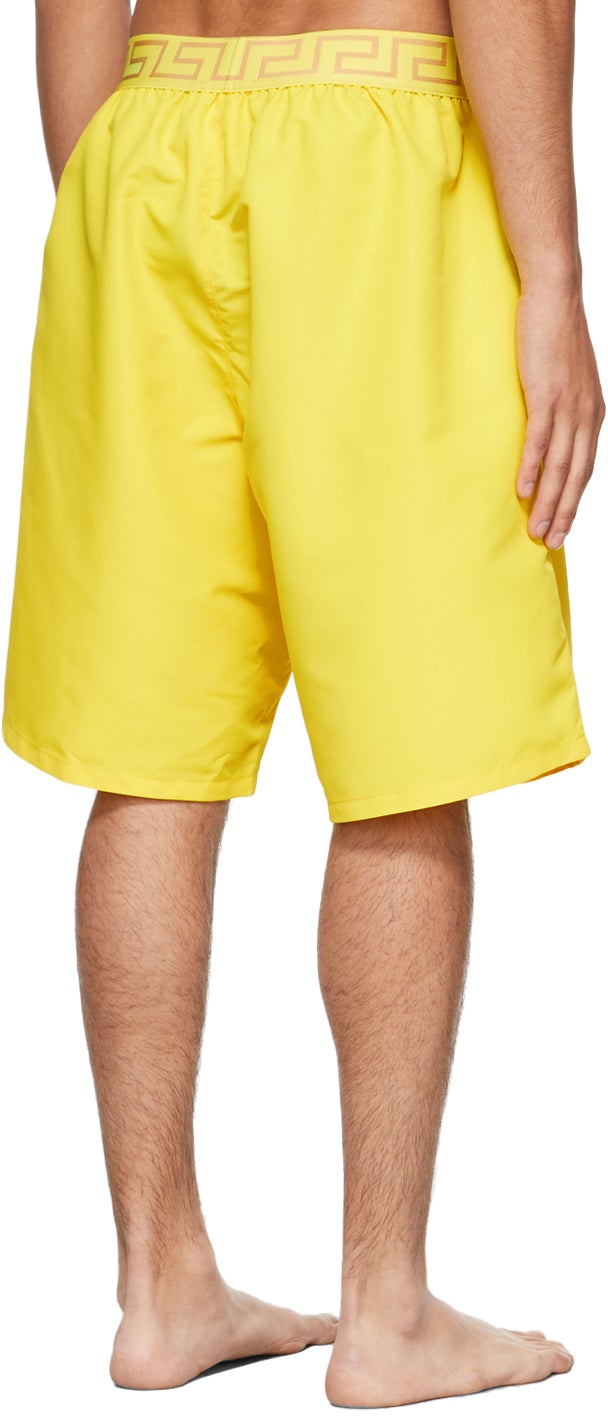 Versace Underwear Yellow Greca Swim Shorts