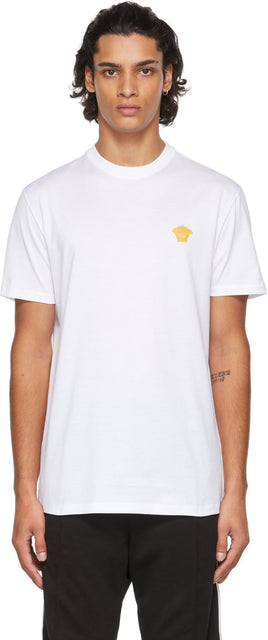 Versace White Embroidered Medusa T-Shirt - T-shirt Medusa brodé blanc Versace - 베르사체 화이트 수 놓은 메두사 티셔츠