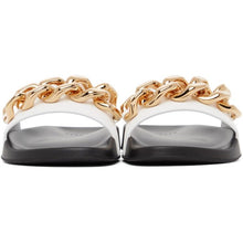 Versace White Leather Medusa Chain Sandals