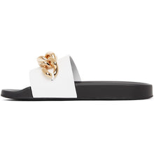 Versace White Leather Medusa Chain Sandals