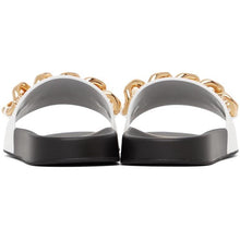 Versace White Leather Medusa Chain Sandals