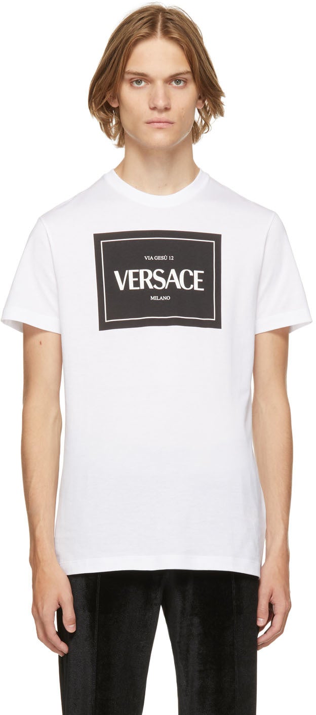 Versace White Logo T-Shirt – BlackSkinny