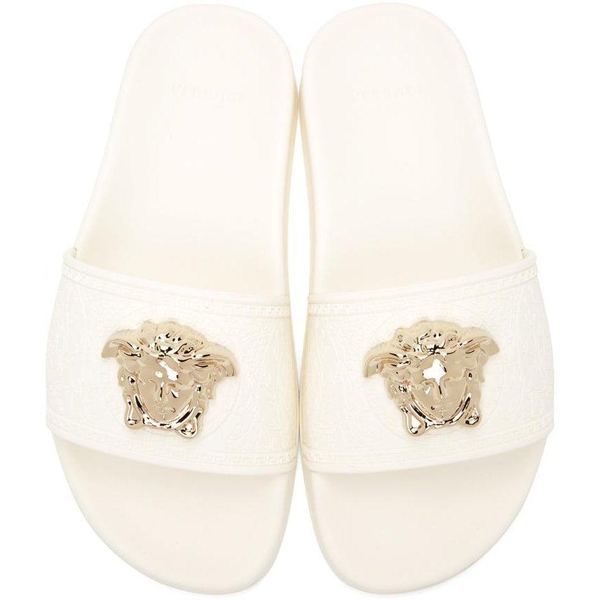 Versace White Palazzo Pool Sandals