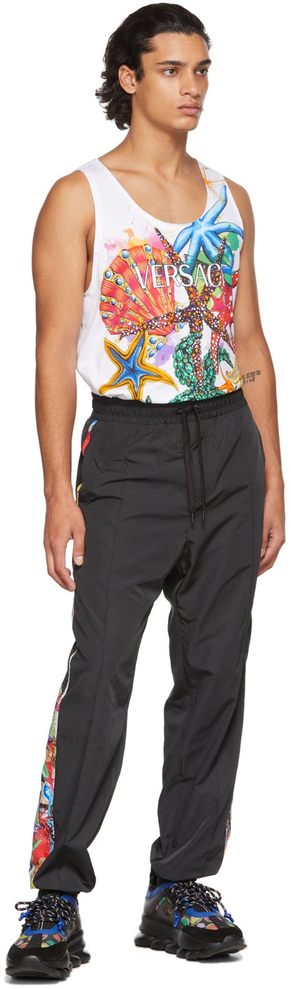 Versace White TrÃ©sor De La Mer Logo Tank Top