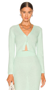 Victor Glemaud Button Cropped Cardigan in Mint Cardigan recadré Victor Glemaud Button à Mint Victor Glemaud纽扣裁剪开衫中的薄荷