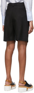 Victoria Victoria Beckham Black Basket Weave Tailored Shorts