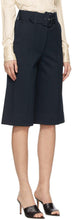 Victoria Victoria Beckham Navy Jersey Belted Shorts
