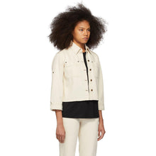 Victoria Victoria Beckham Off-White Denim Cropped Sleeve Jacket