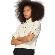 Victoria Victoria Beckham Off-White Denim Cropped Sleeve Jacket