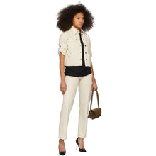 Victoria Victoria Beckham Off-White Denim Cropped Sleeve Jacket - Victoria Victoria Beckham Veste à manches décadressées en denim blanc blanc - 빅토리아 빅토리아 베컴 오프 화이트 데님 자른 슬리브 재킷