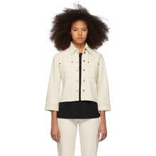 Victoria Victoria Beckham Off-White Denim Cropped Sleeve Jacket