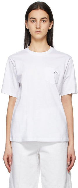 Victoria Victoria Beckham White Pocket Logo T-Shirt - T-shirt Victoria Victoria Beckham Blanc Logo - 빅토리아 빅토리아 베컴 화이트 포켓 로고 티셔츠