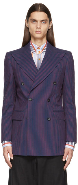 Vivienne Westwood Navy Classic Double-Breasted Blazer - Vivienne Westwood Navy Classique Blazer à double boutonnage - Vivienne Westwood Navy 클래식 더블 브레스트 블레이저