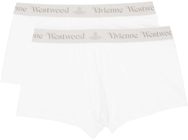 Vivienne Westwood Two-Pack White Logo Boxers - Vivienne Westwood Boxers Logo blanc à deux emballages - Vivienne Westwood 2 팩 화이트 로고 복서