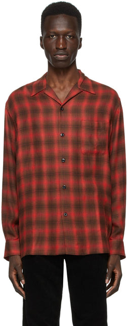 WACKO MARIA Red Check Open Collar Shirt - Wacko Maria Red Check Coller Open Collier - Wacko Maria Red Check 오픈 칼라 셔츠