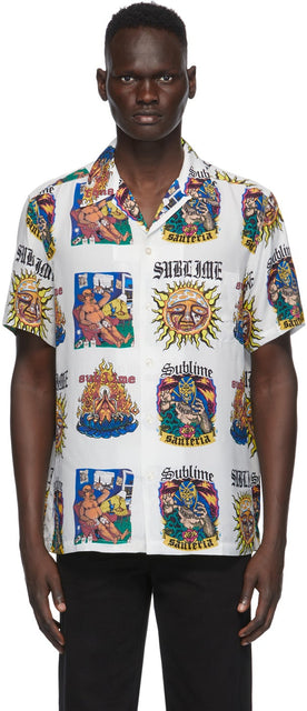 WACKO MARIA White Sublime Edition Hawaiian Album Print Shirt - Wacko Maria SUBLIME SUBLIME EDITION HAWAIIAN IMPRIMER T-shirt - Wacko Maria White Sublime Edition 하와이 앨범 인쇄 셔츠