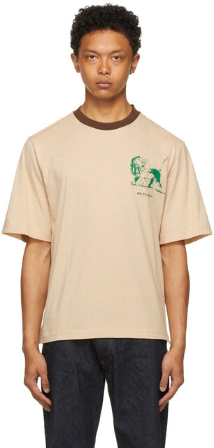 Wales Bonner Beige Johnson Badge Crest T-Shirt - Pays de Galles Bonner Beige Johnson Badge Crest T-shirt - 웨일즈 보너 베이지 존슨 배지 크레스트 티셔츠