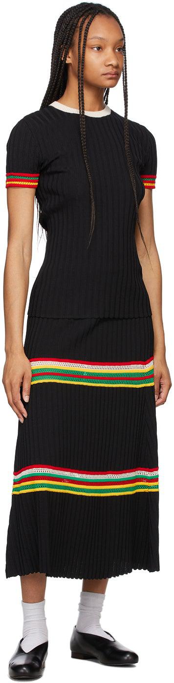 Wales Bonner Black Saint Ann Ribbed T-Shirt