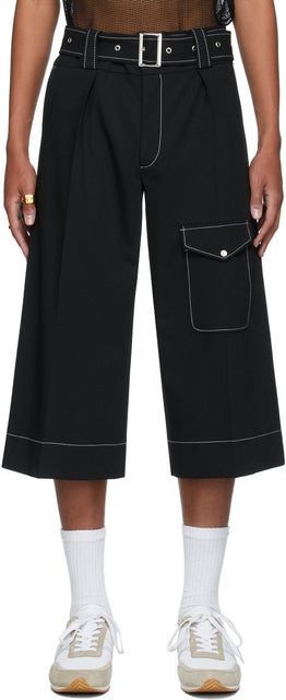 Wales Bonner Black Virgin Wool Jones Bermuda Shorts - Pays de Galles Bonner Black Virgin Laine Jones Bermuda Shorts - 웨일즈 보너 블랙 버진 울 존스 버뮤다 반바지