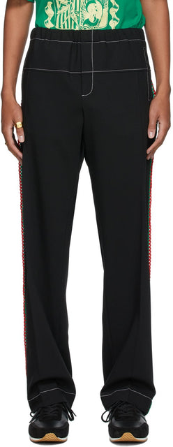 Wales Bonner Black Virgin Wool Kingston Pyjama Trousers - Pays de Galles Bonner Black Virgin Laine Kingston Pajama Pantalons - 웨일즈 보너 블랙 버진 양모 킹스톤 파자마 바지