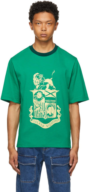 Wales Bonner Green Johnson Crest T-Shirt - T-shraaux Bonner Johnson Crest Johnson Crest - 웨일즈 보너 녹색 존슨 크레스트 티셔츠