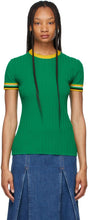 Wales Bonner Green Saint Ann Ribbed T-Shirt - T-shirts de Bonner Bonner Saint Ann Saint Ann - 웨일즈 보너 그린 세인트 앤 립 티셔츠