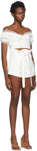Wandering White Canvas Belted Shorts