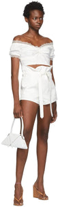 Wandering White Canvas Belted Shorts