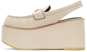 We11done Beige Platform Slingback Loafers