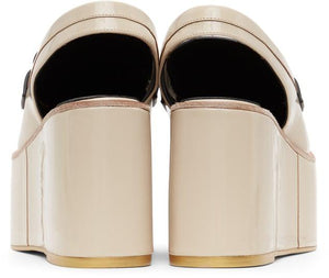 We11done Beige Platform Slingback Loafers