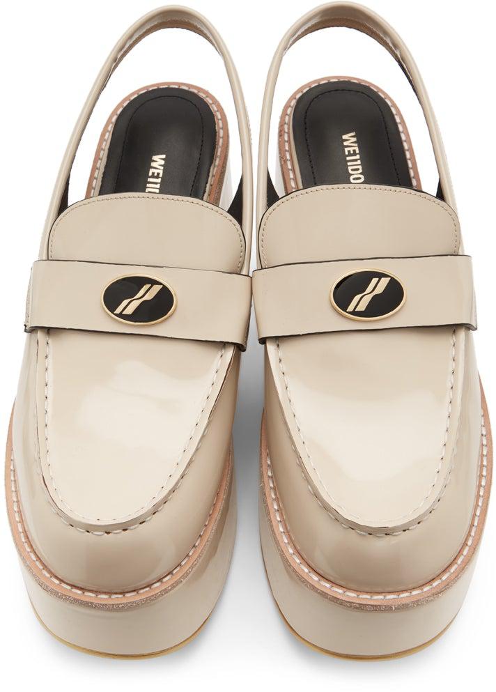 We11done Beige Platform Slingback Loafers