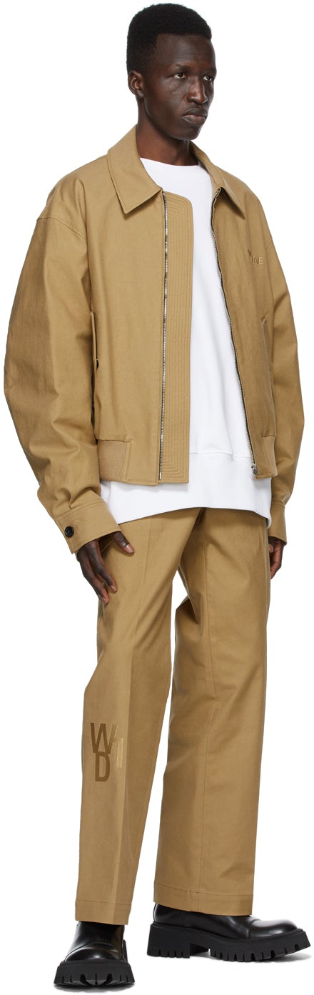 We11done Beige 'WD1' Logo Trousers