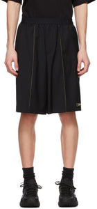 We11done Black Elasticized Waistband Shorts - Short de ceinture élastiquée Noir We11Done - 우리는 검은 신축성있는 허리띠 반바지를 띤다