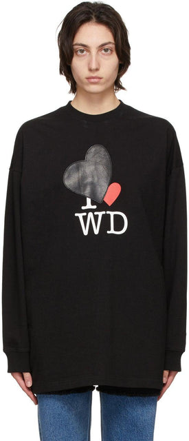 We11done Black Heart Patch Long Sleeve T-Shirt - We11Done T-shirt à manches longues cardiaque noir - 우리는 블랙 하트 패치 긴 소매 티셔츠 패치