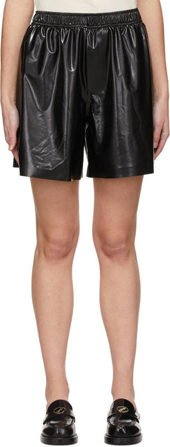 We11done Black Latex-Textured Shorts - WE11Done shorts texturés en latex noir - 우리는 검은 색 라텍스 - 질감 반바지입니다