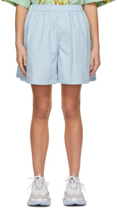 We11done Blue Logo Patch Shorts - We11done Blue Logo Patch Short - Blue Logo Patch Shorts